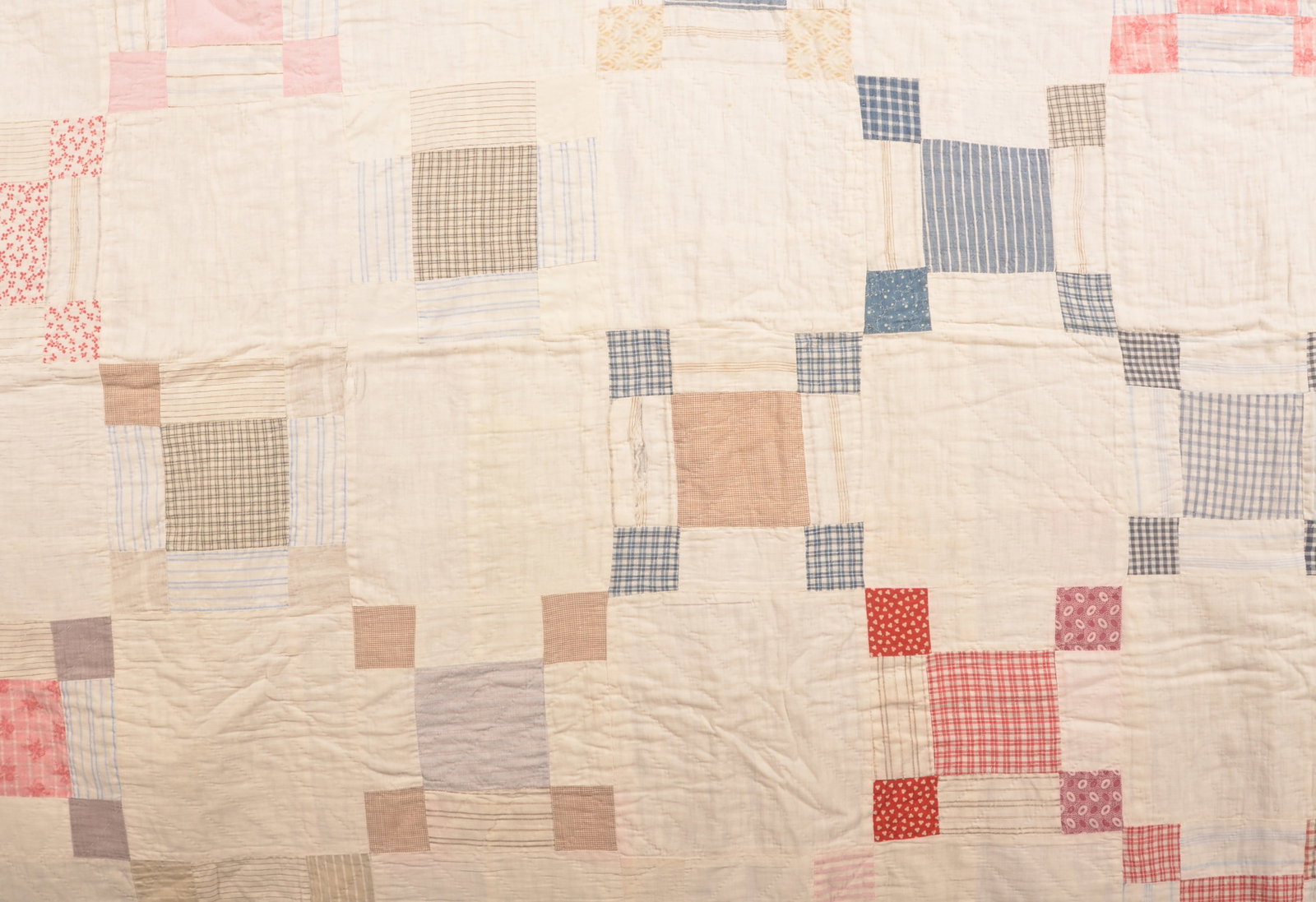 9-Patch Hand-Stitched Antique Quilt - 2