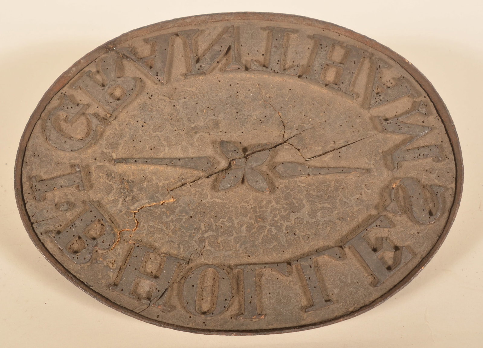Antique Cumberland County, PA Carved Bag Stamp: Difficult to find 19th-century carved bag stamp used on feed bags. See previous lot for an example of a stenciled feed bag. This is carved "I. B Holles Grantham". Grantham is located in Upper Allen To