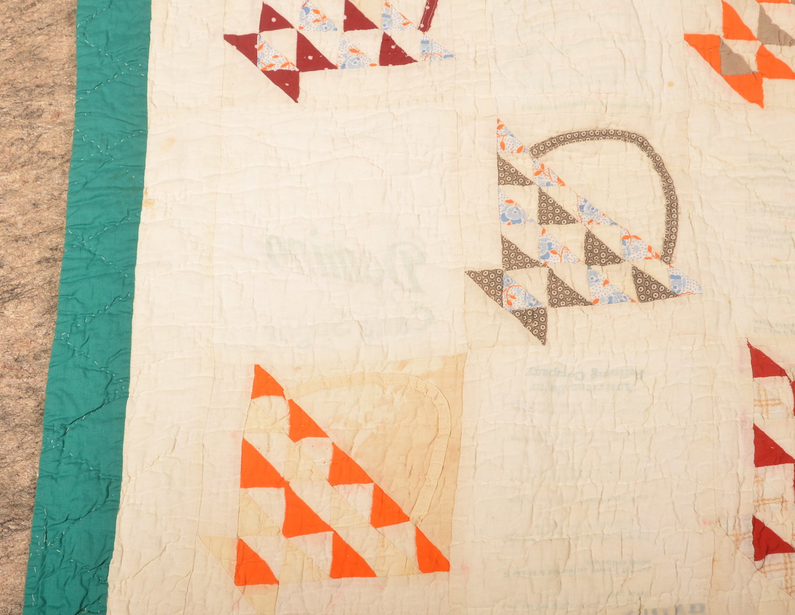 Basket Pattern Flour Sack Quilt - 6