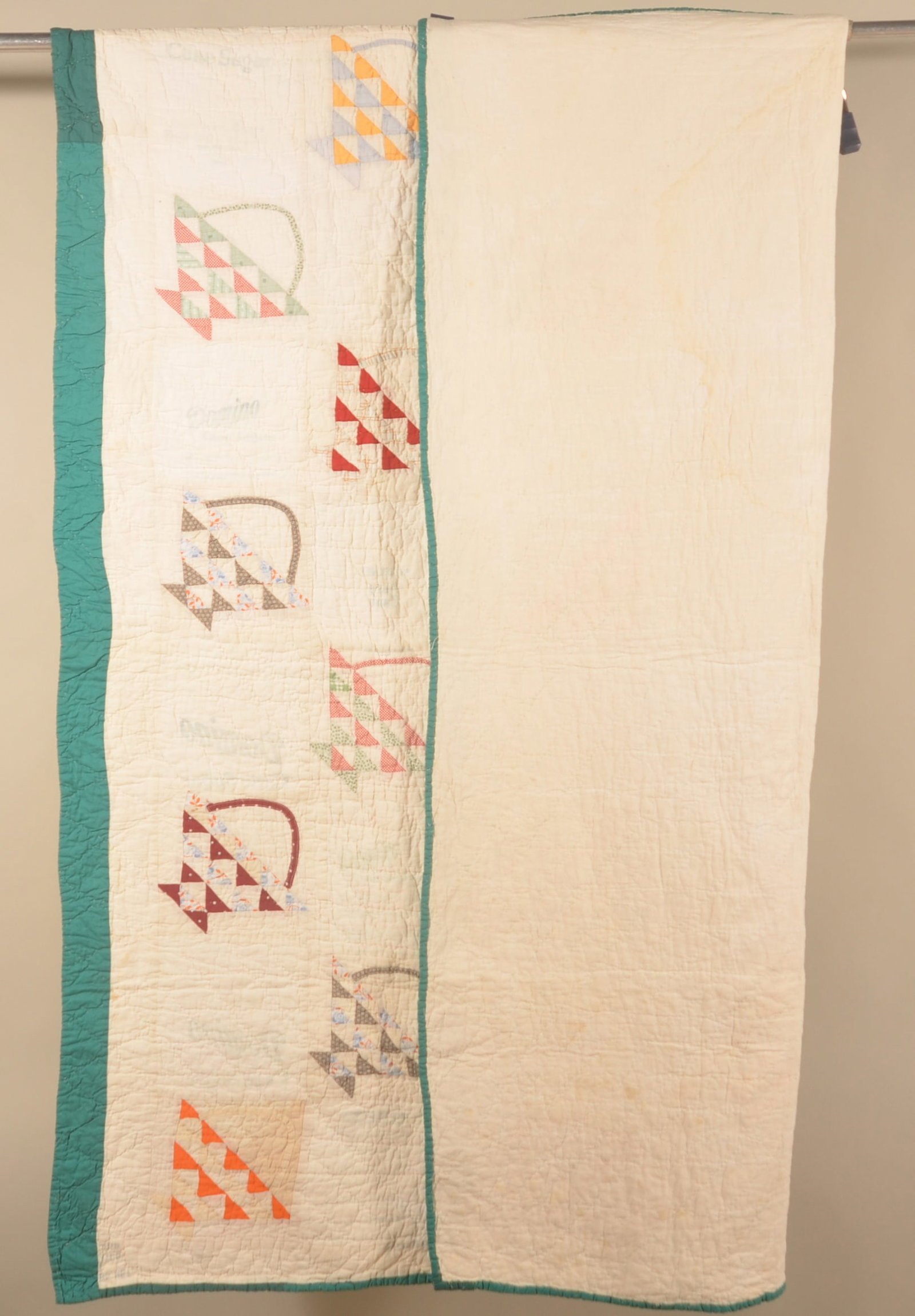 Basket Pattern Flour Sack Quilt - 7