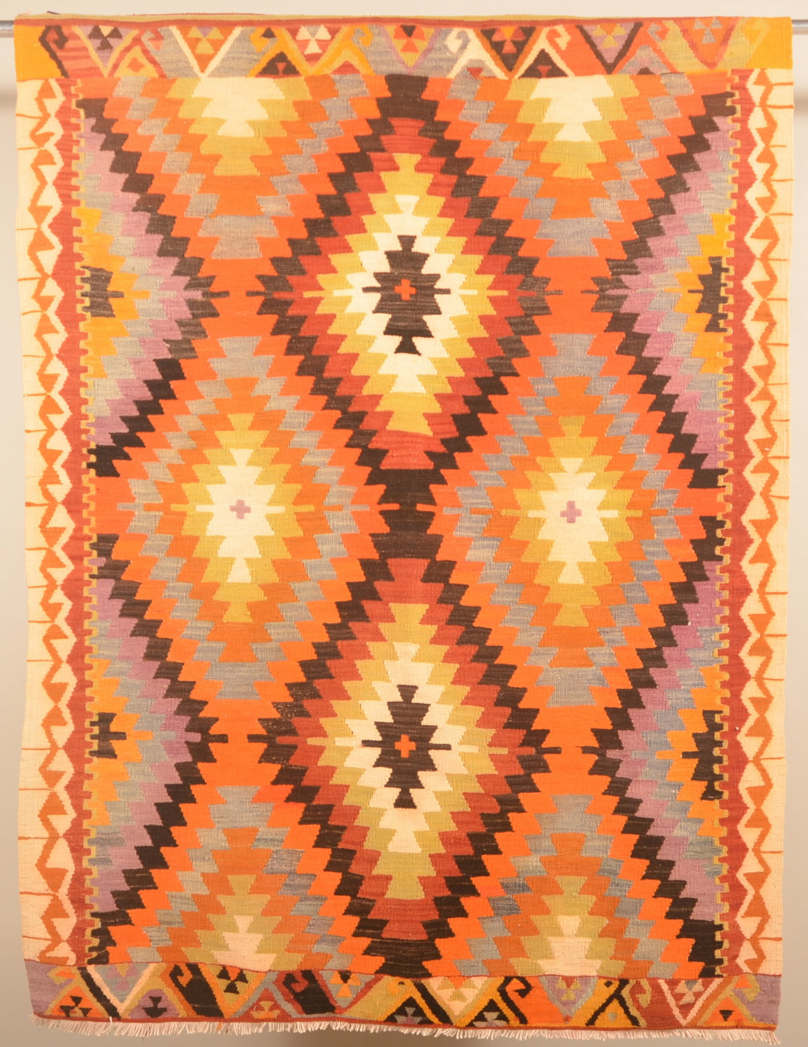 Vintage Turkish Kilim Area Rug: Ca. 1960s, bright colors and very good condition. 42" x 57"