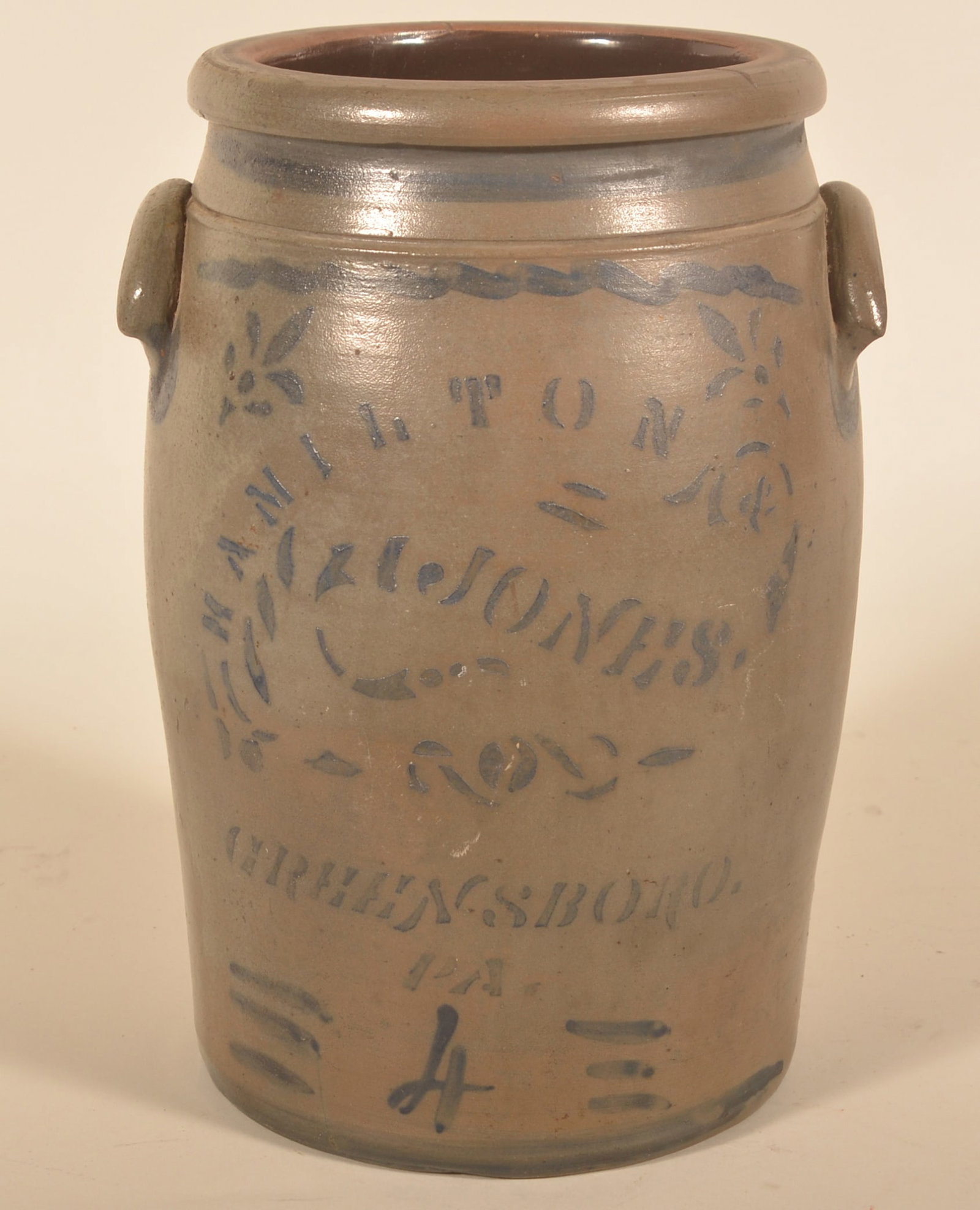 Hamilton & Jones Cobalt-Decorated 4-Gallon Crock (1 of 5)