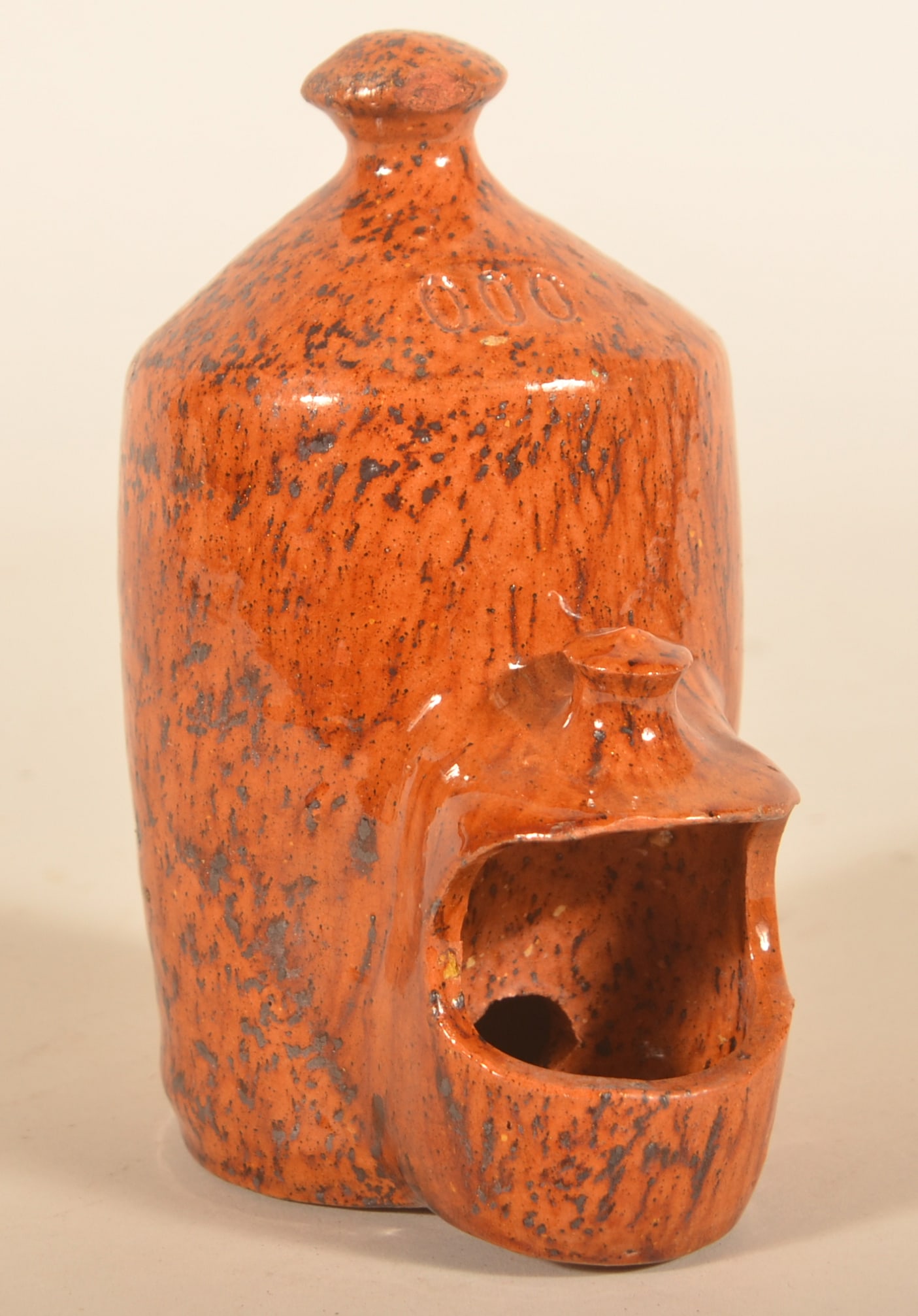 Unusual Small Glazed Redware Chicken Waterer (1 of 5)