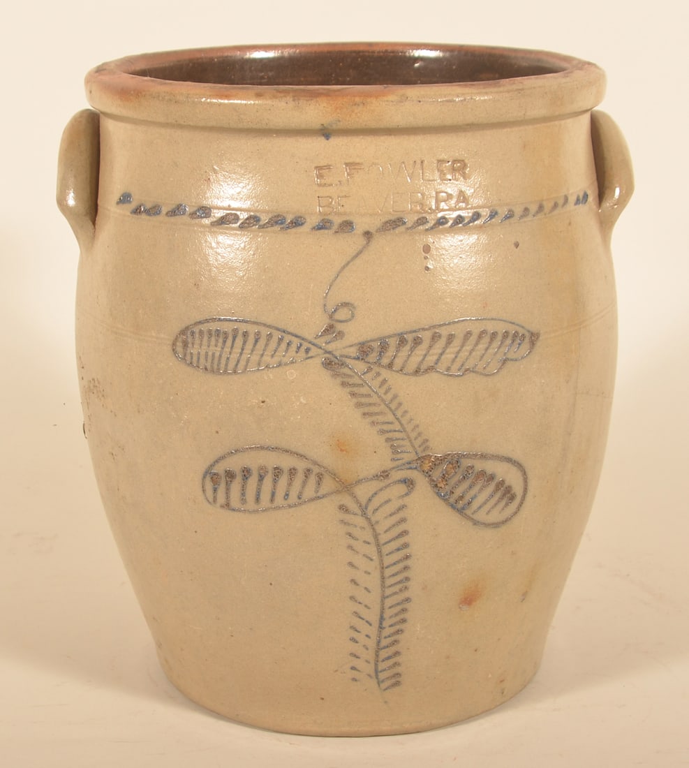 Large 6-Gal. E. Fowler Beaver, PA Stoneware Crock (1 of 5)
