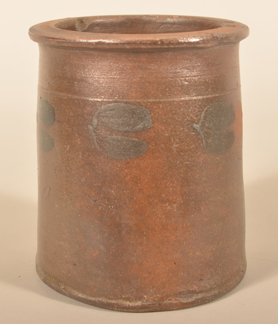 Rare Top Hat-Form 6 1/2" Black Sommerfield Crock: The first I've seen of this form made by G&A Black in Somerset County, Pa. Standard deer hoof freehand decoration. 6 1/2"H