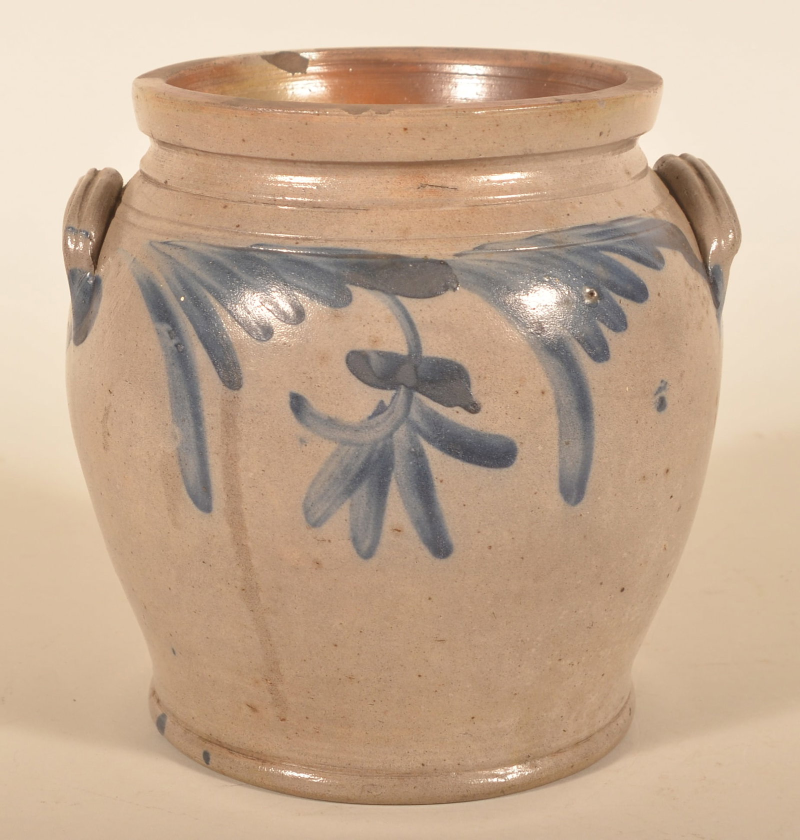 PA Freehand-Decorated Wide Mouth Stoneware Crock (1 of 5)