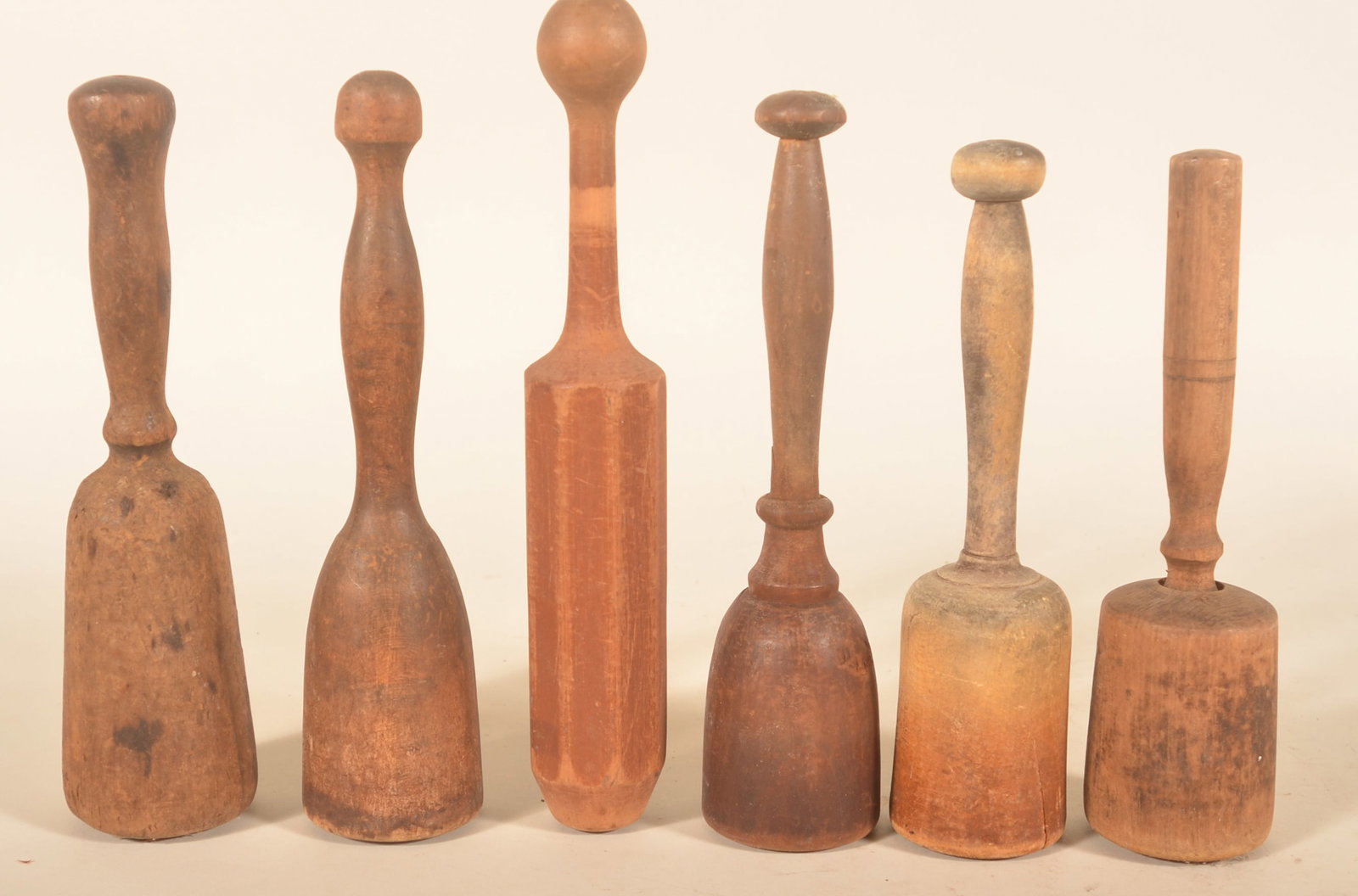 Collection of Carved Antique Wood Food Mashers (1 of 2)