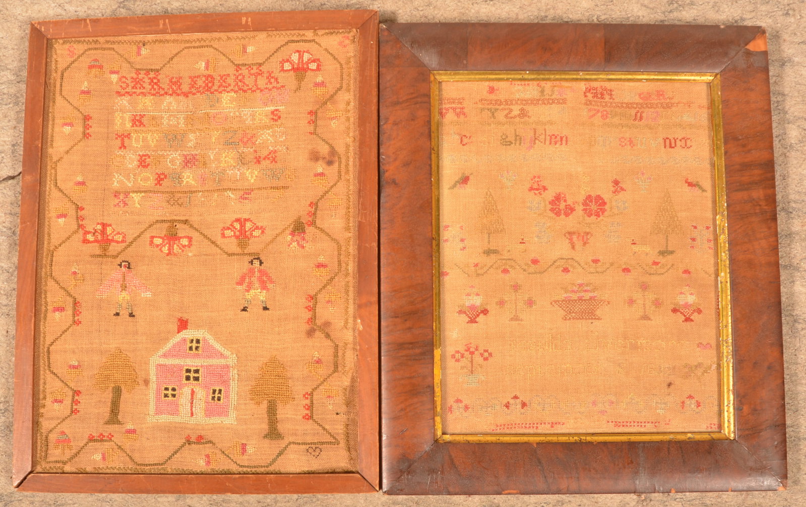 Two 19th C. Antique Schoolgirl Samplers (1 of 10)