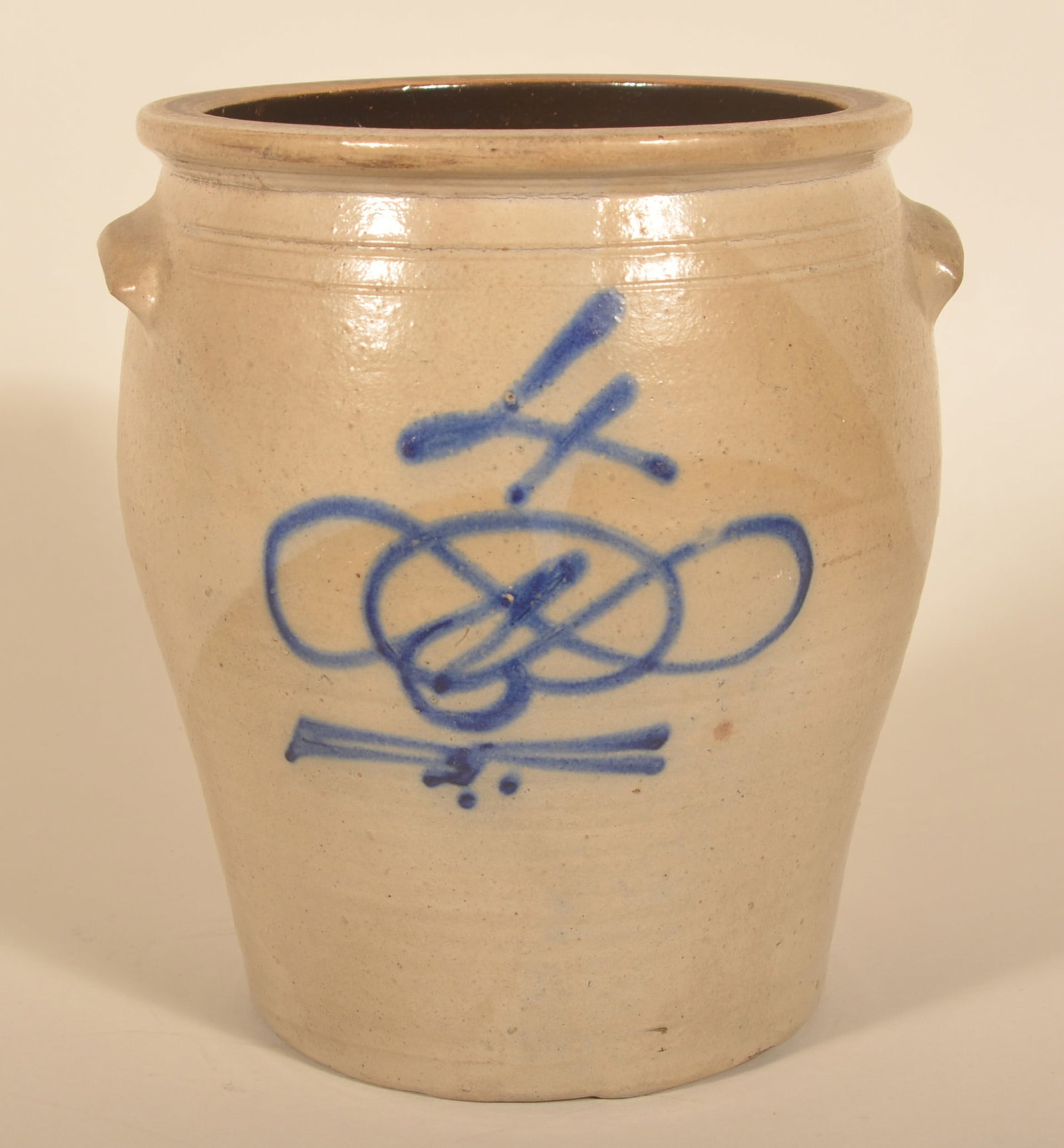 Antique 4-Gallon Freehand-Decorated Storage Crock (1 of 4)