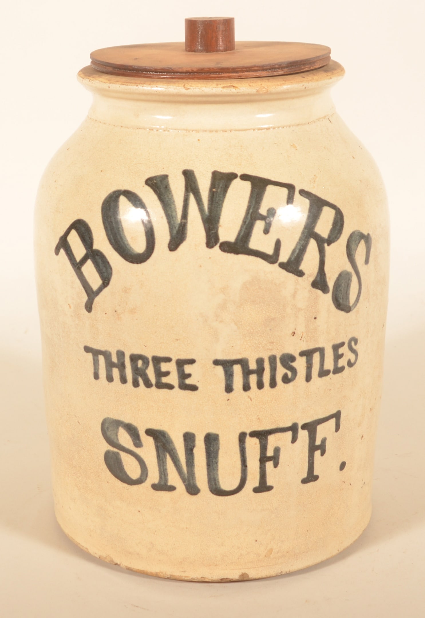 Bowers Three Thistles Snuff Blue-Decorated Crock (1 of 4)
