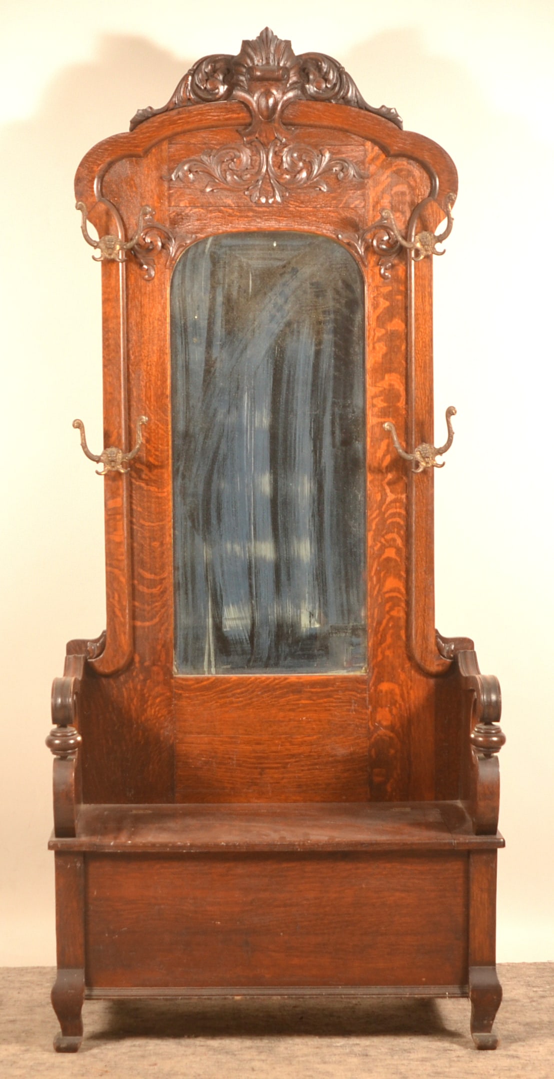 Quarter-Sawn Antique Oak Hall Tree (1 of 5)