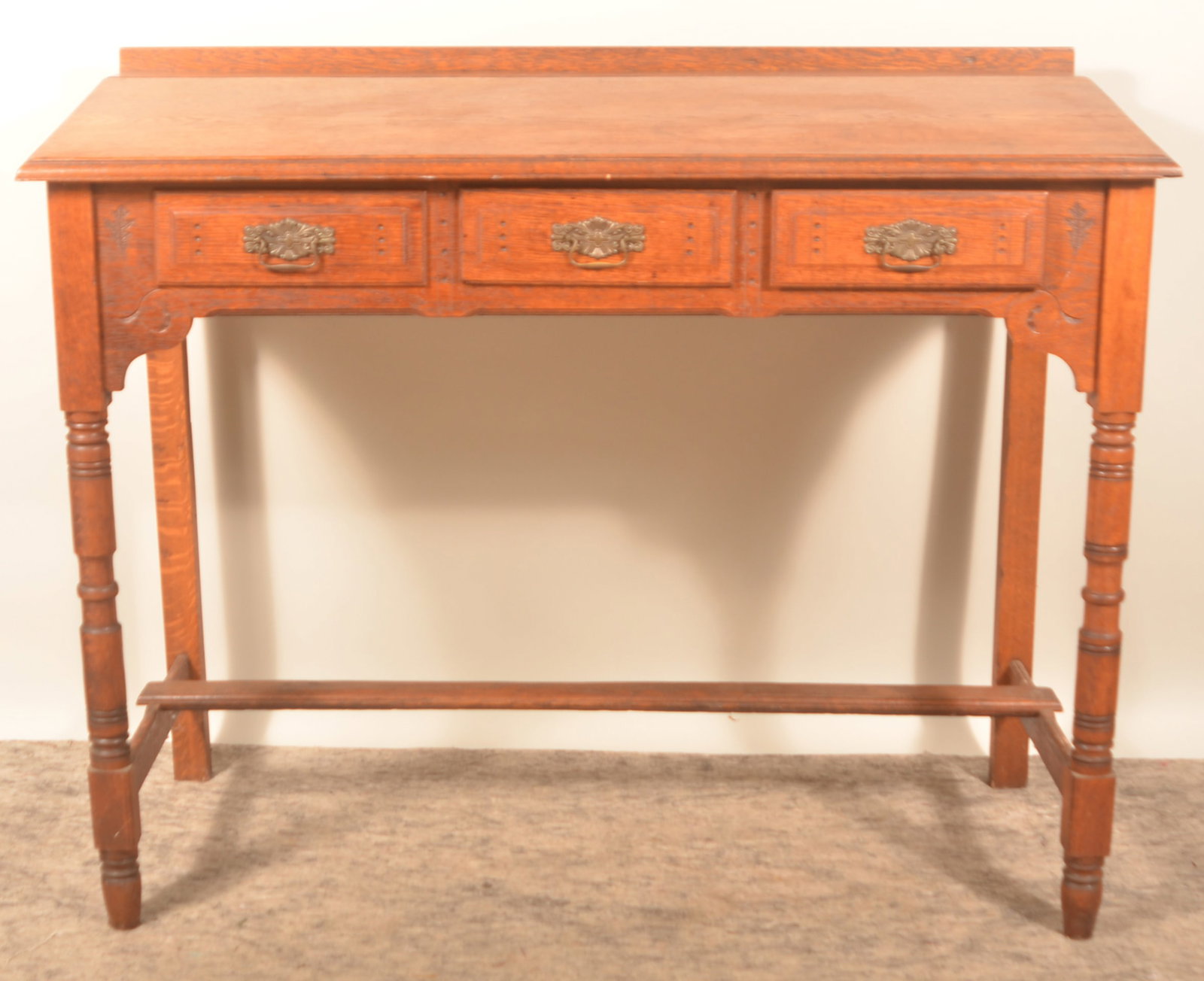 Antique Oak 3-Drawer Standing Desk (1 of 6)