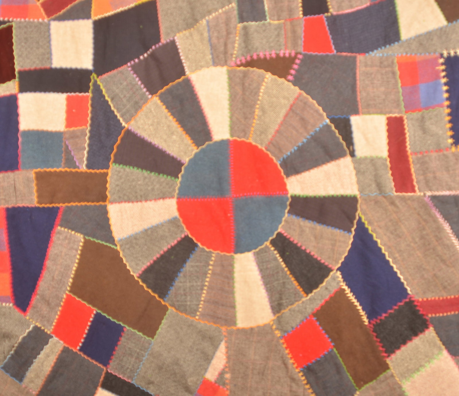 Signed & Dated Wool Crazy Quilt - 2