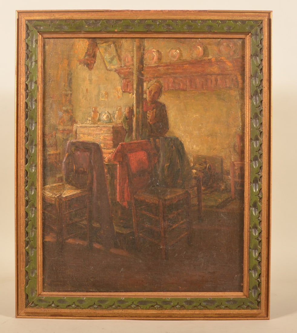 Wilder M. Darling Signed Oil on Canvas Painting: Darling (1856-1933) was born in Ohio and worked in Holland/Europe before returning to America. He worked first in New York City before moving back to Ohio, becoming known as the Dean of Toledo