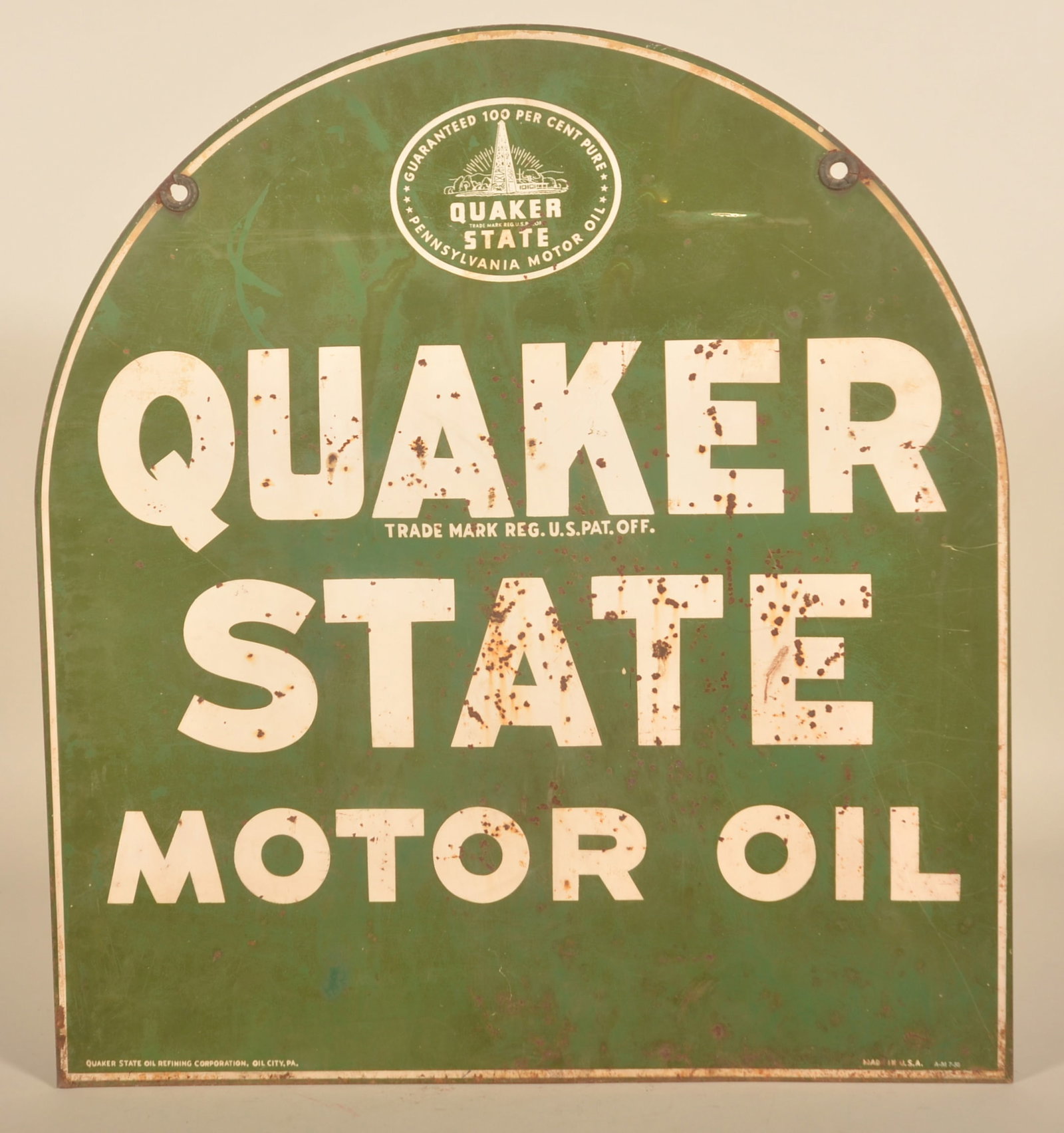 Double-Sided Tombstone Quaker State Oil Sign (1 of 5)