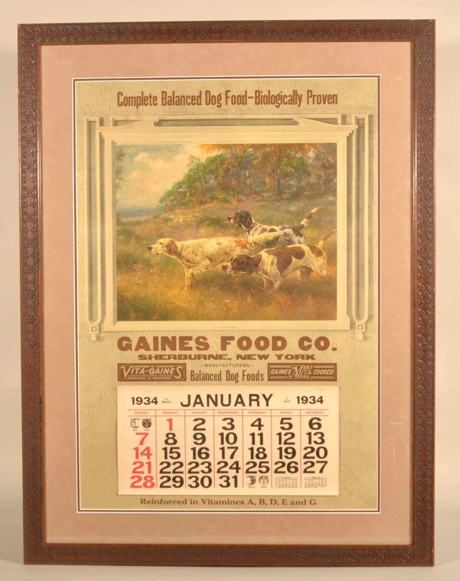 Impressive Size Gaines Dog Food Calendar Sign (1 of 3)