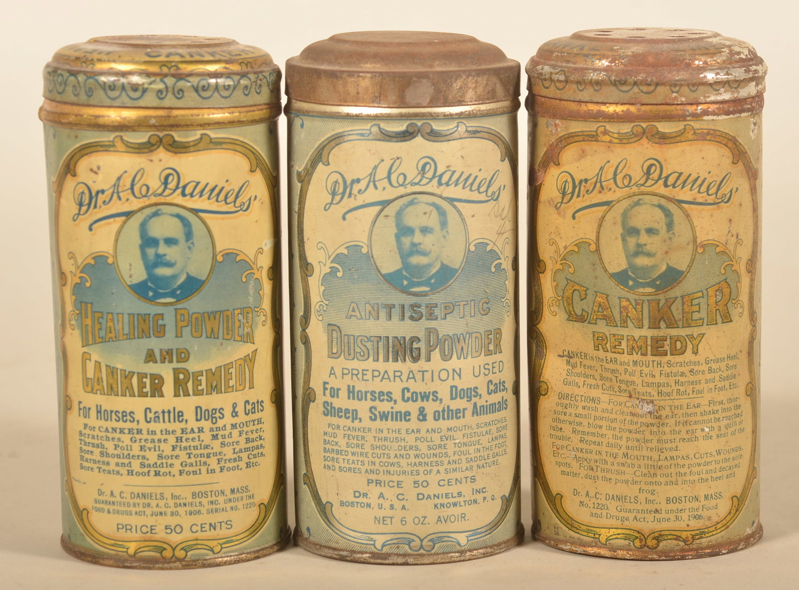 Three Large Dr. A.C. Daniels' Veterinary Tins (1 of 3)