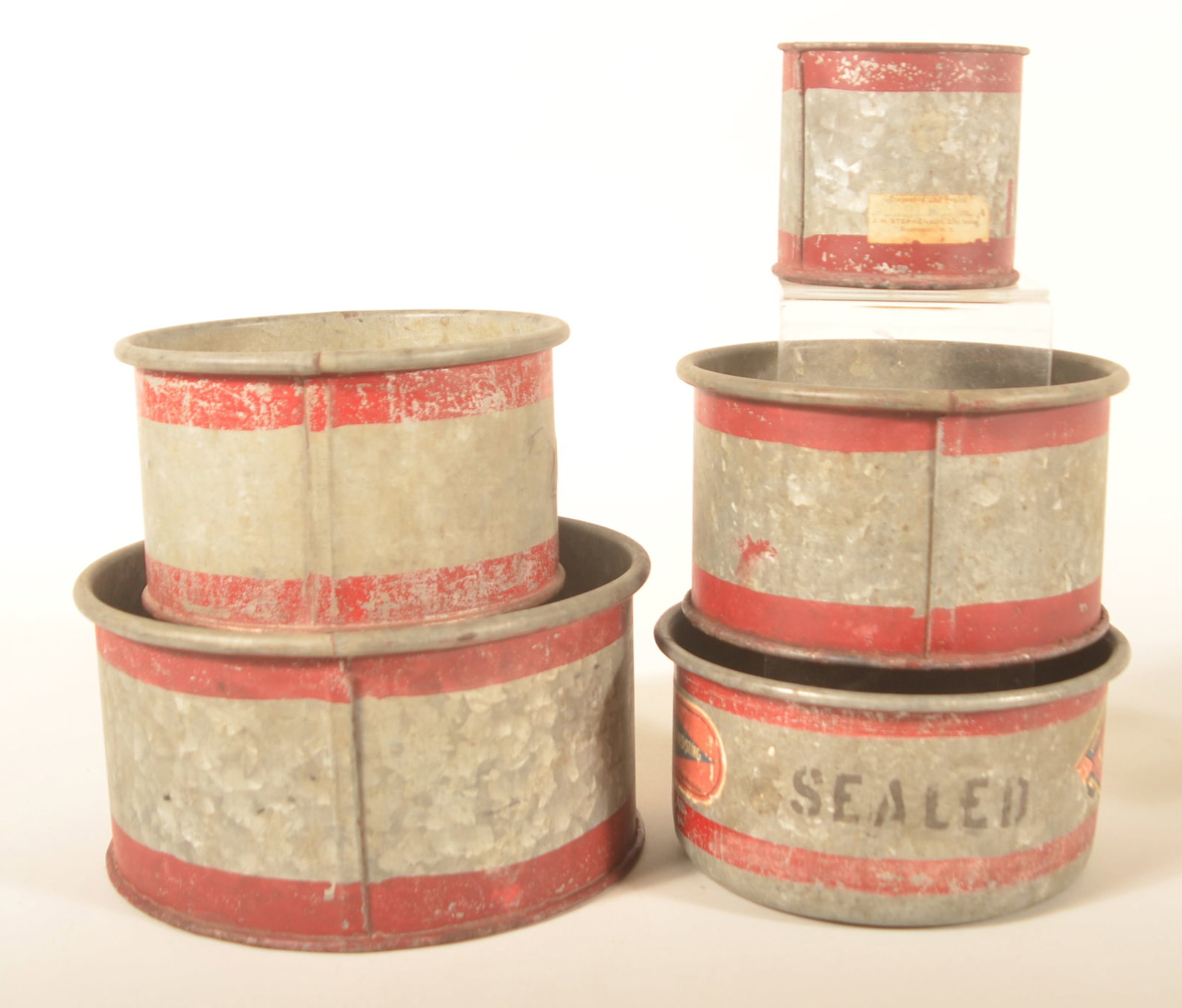 Five Different Zinc Red Stripe Dry Measures - 3
