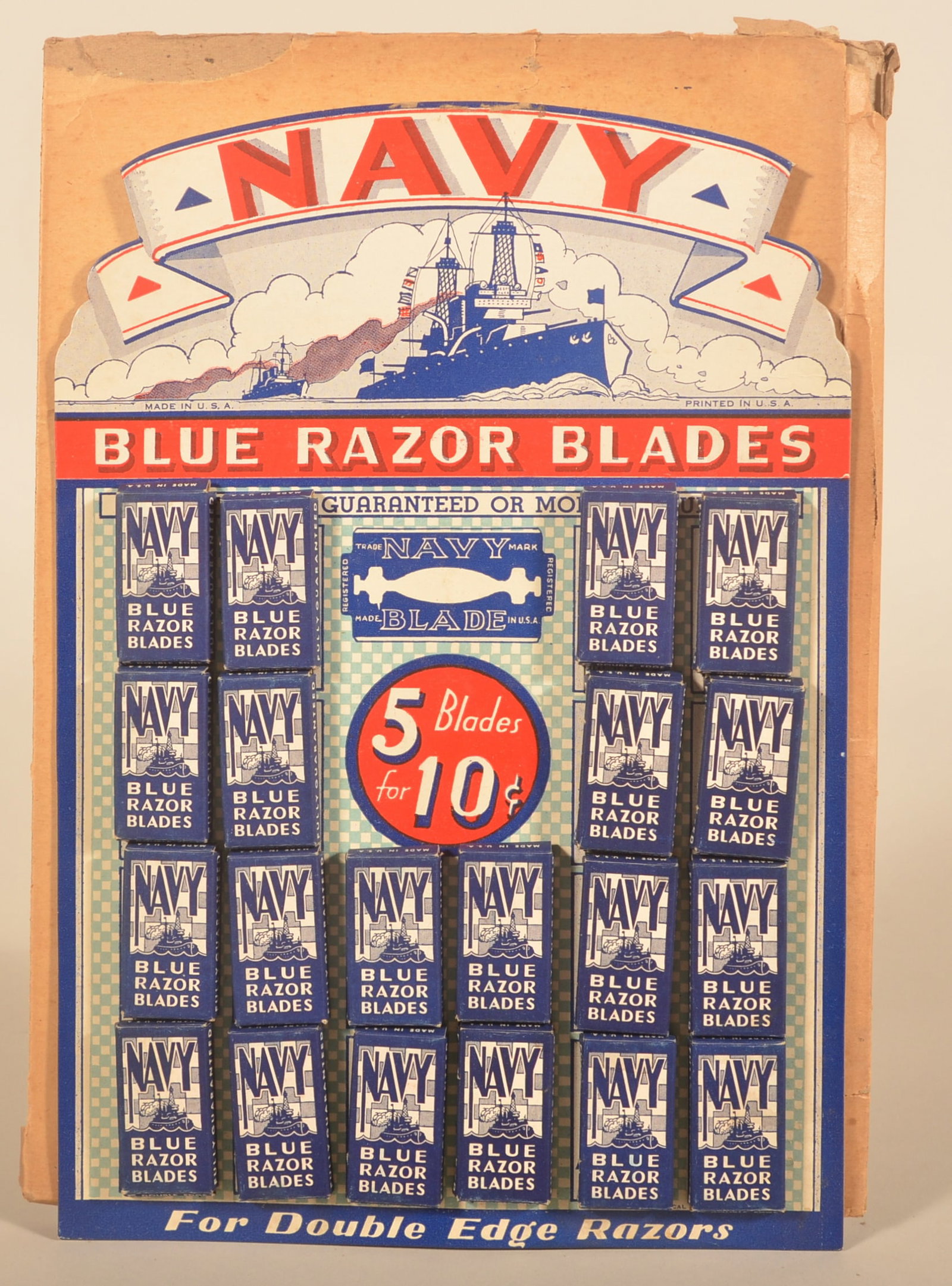 Excellent NOS Navy Easel-Back Razor Blade Display (1 of 2)