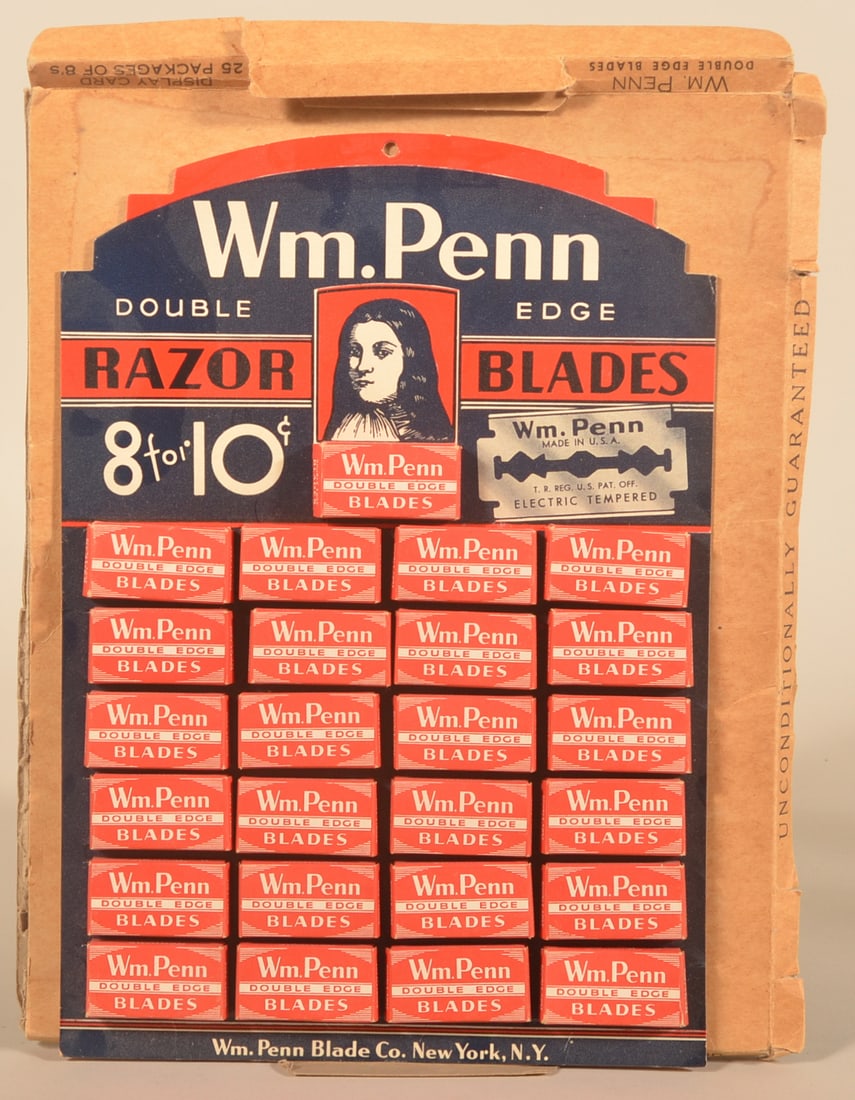 Great Wm. Penn NOS Razor Blade Easel-Back Display (1 of 2)