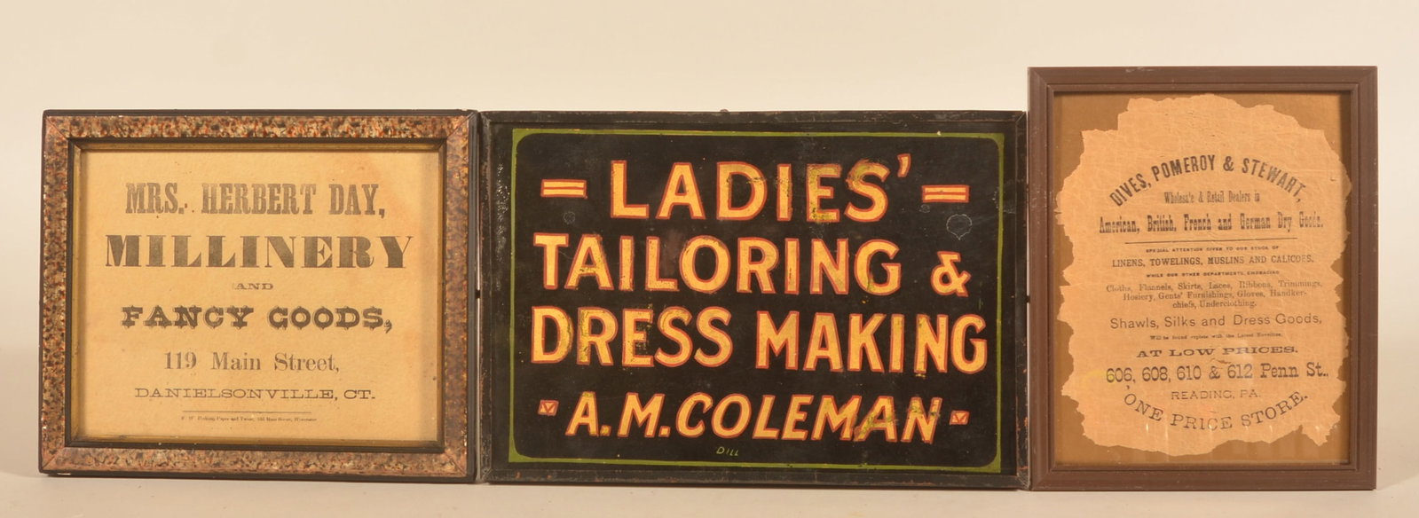 Antique Reverse-Painted Dress Making Sign & Others (1 of 5)