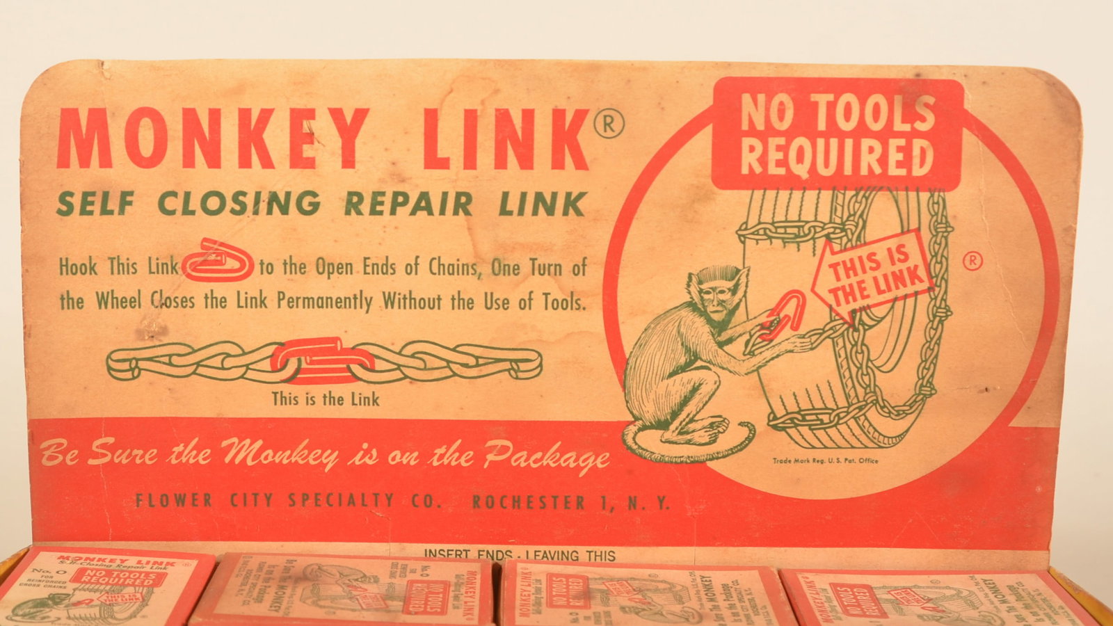 Two NOS Boxes Monkey Links Tire Chain Displays - 2