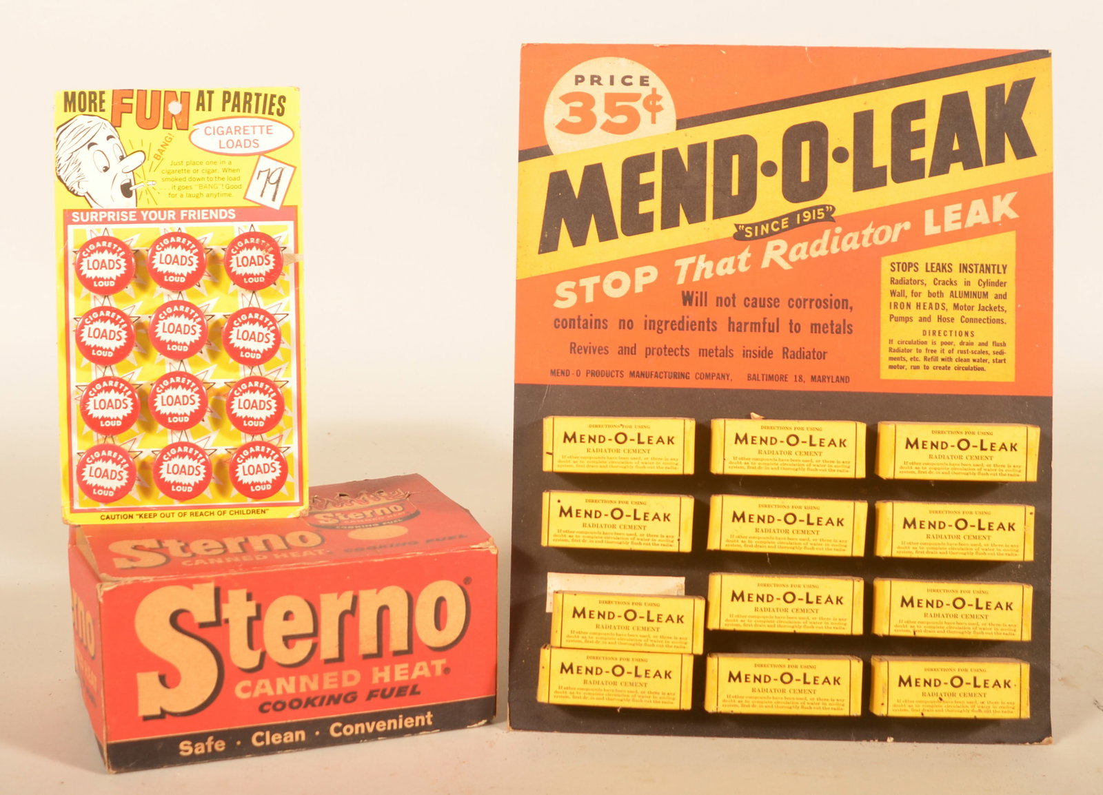 Vintage Cigarette Gag & Mend-O-Leak Display (1 of 1)