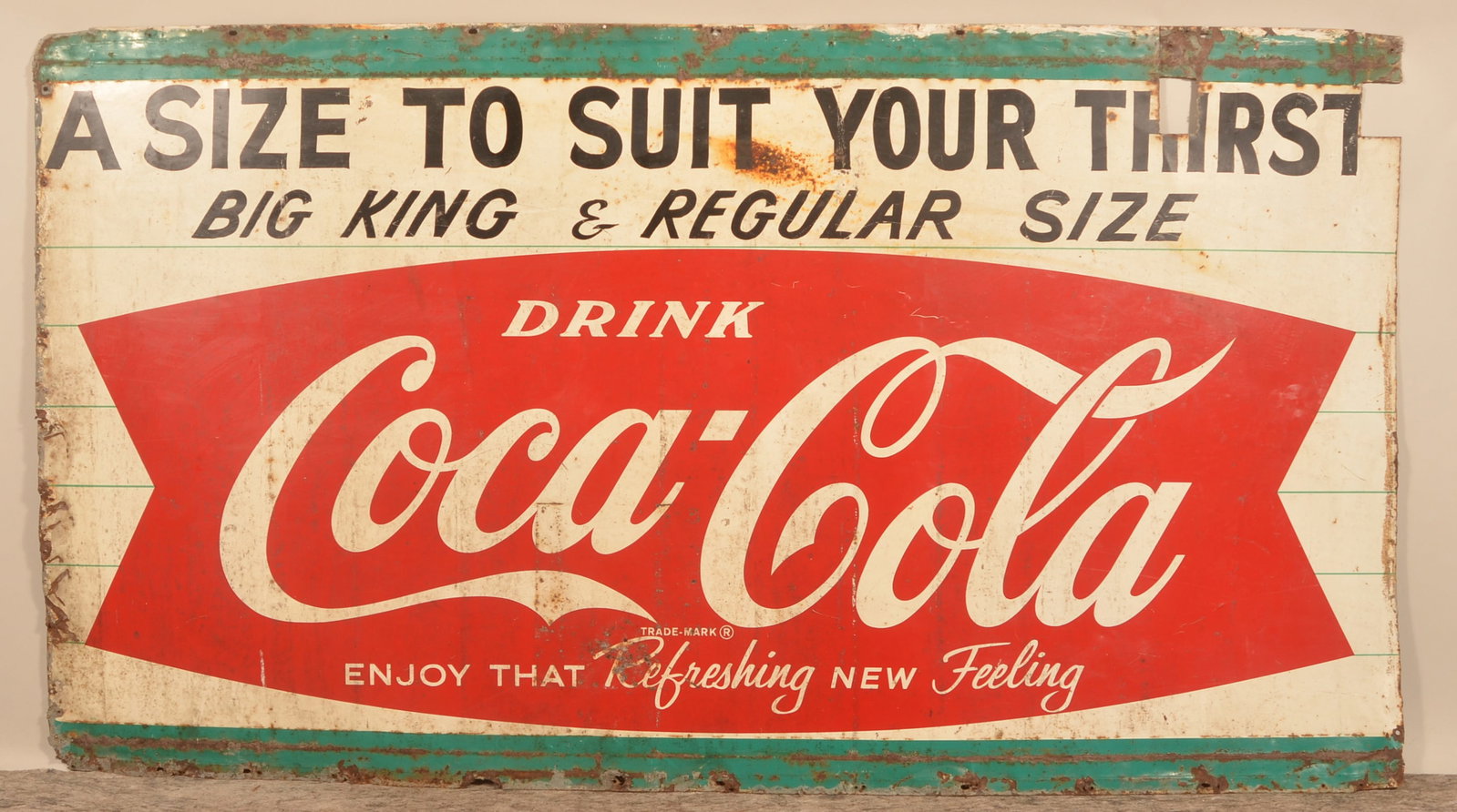 Large Drink Coca-Cola Vintage Fishtail Sign (1 of 2)