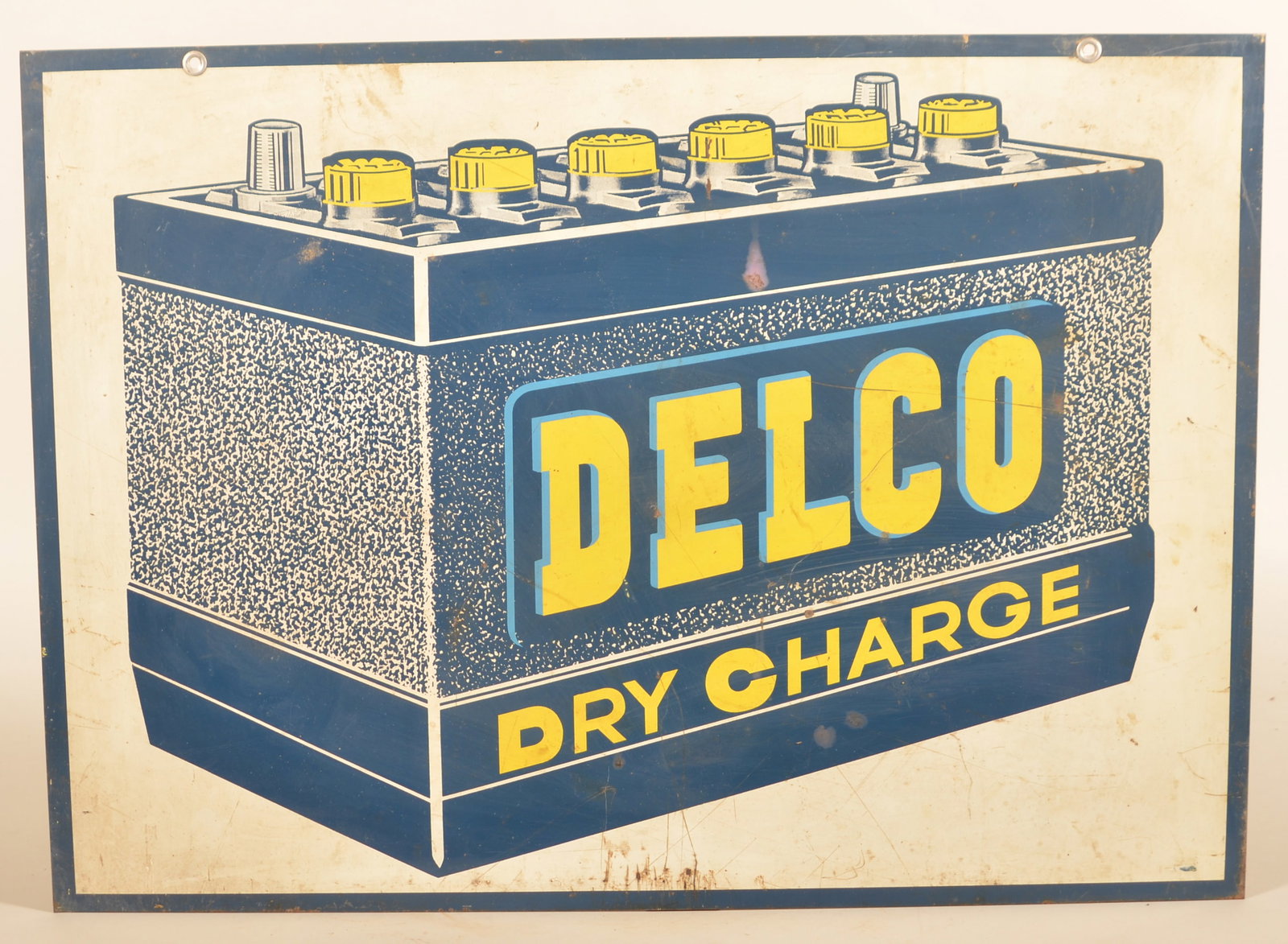 Double-Sided Tin Delco Dry Charge Battery Sign (1 of 2)