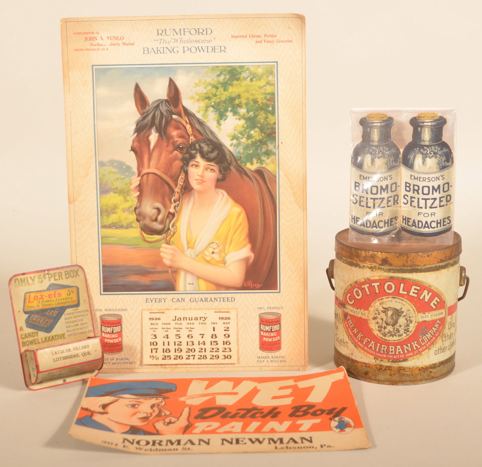 Rumford 1926 Calendar, Lax-ets Match Safe, Others (1 of 4)