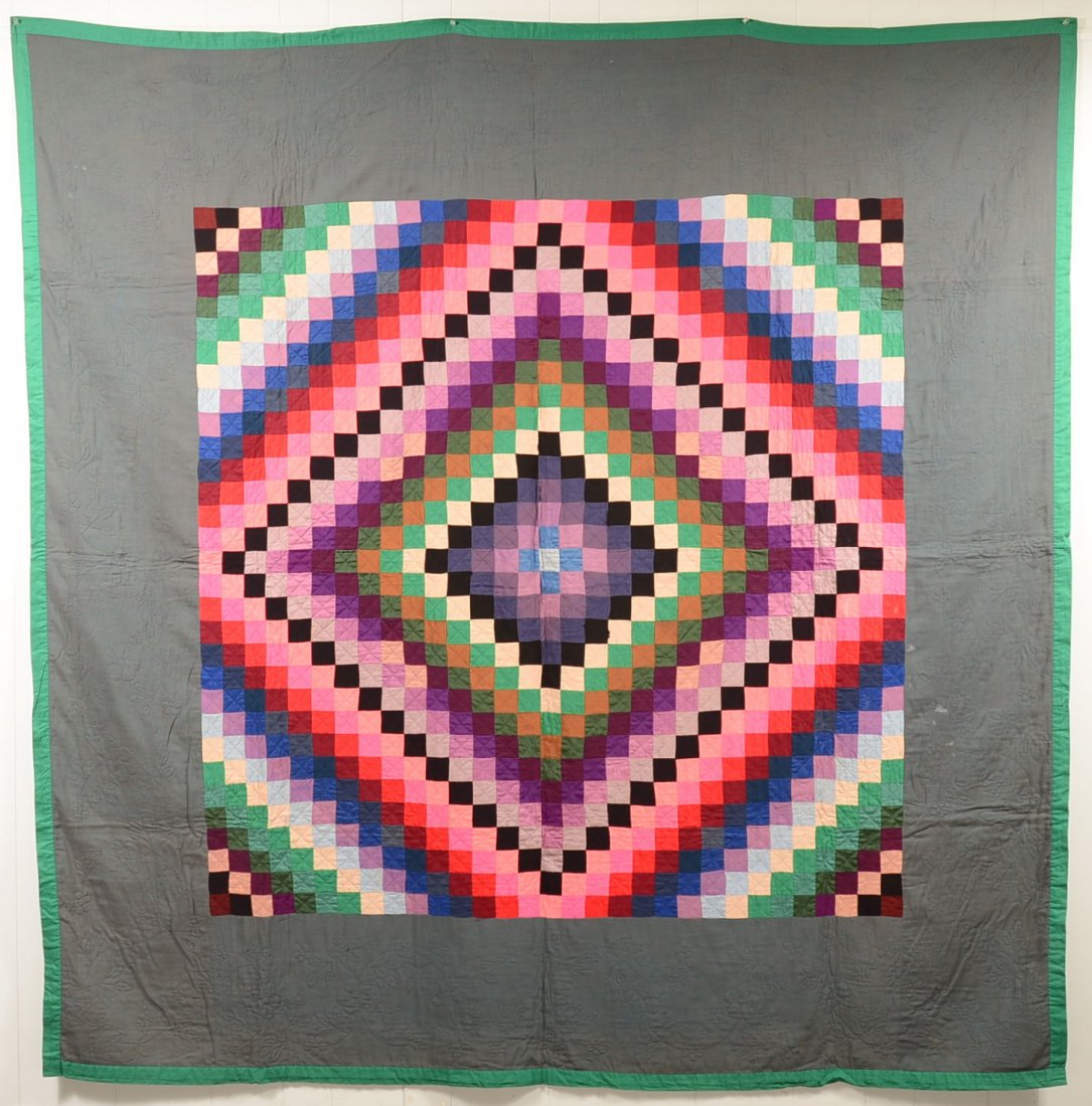 269. Amish Sunshine & Shadow Pattern Quilt. 1930's: 269. Amish Sunshine & Shadow Pattern Quilt. 1930's Lancaster Country Pa., 87"x 87" Condition: Good with separation at seam on patch.
