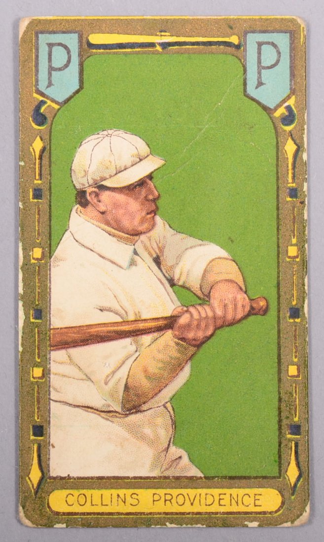 T-205 gold border card circa 1911. James Collins of: T-205 gold border card circa 1911. James Collins of Providence with a Polar Bear back. Condition: Good 2 w/small back scuffs.