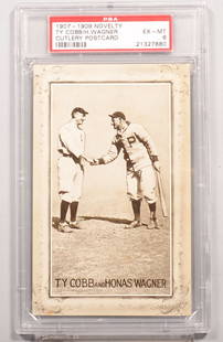 Novelty Cutlery Co., Canton, Ohio Postcard circa: Novelty Cutlery Co., Canton, Ohio Postcard circa 1907-1909. Ty Cobb and Honus Wagner Note: Honus is mispelled on the card as Honas instead of Honus. Condition: EX/Mint 6 in a PSA graded holder. In our