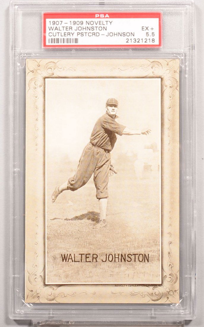 Novelty Cutlery Co., Canton, Ohio Postcard circa: Novelty Cutlery Co., Canton, Ohio Postcard circa 1907-1909. Walter Johnson (Note: His name is spelled incorrectly on the card as Johnston.) Condition: EX+ 5.5 in a PSA graded holder. In our opinion th