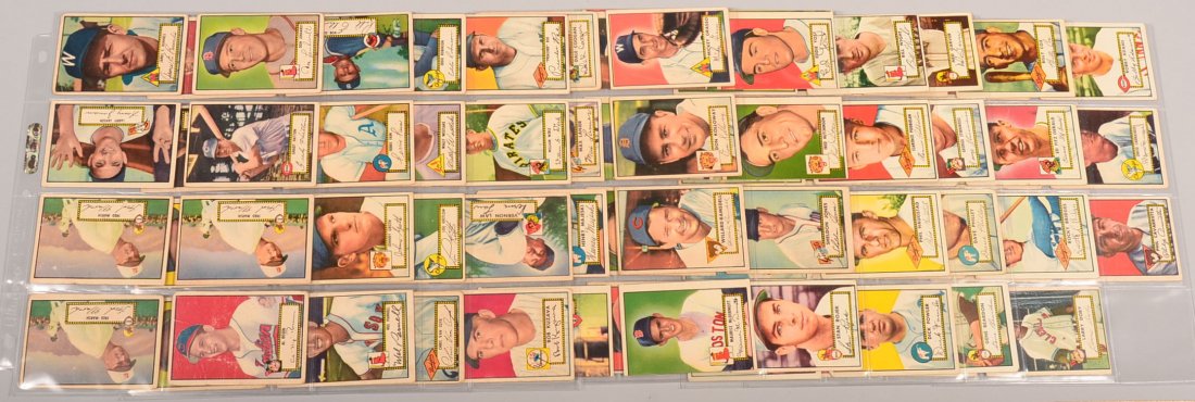 Seventy-eight 1952 Topps cards: Seventy different and: Seventy-eight 1952 Topps cards: Seventy different and eight duplicates. Includes #2 Runnels, #22 Dom Dimaggio, #31 Zernial, #66 Preacher Roe, #81 Law, #122 Jensen, #227 Garagiola, #232 Cox, #250 Erski