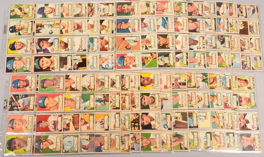 Two hundred and fifty-four different 1952 Topps cards.: Two hundred and fifty-four different 1952 Topps cards. A high grade partial set with many exceptional cards present but there are no key cards in this group. Condition: This is an exceptional group co
