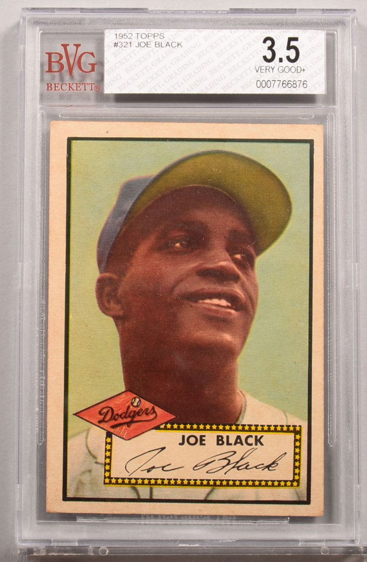 Topps 1952 series baseball card: #321 Joe Black.: Topps 1952 series baseball card: #321 Joe Black. Condition: VG+ 3.5 in a Beckett graded holder.