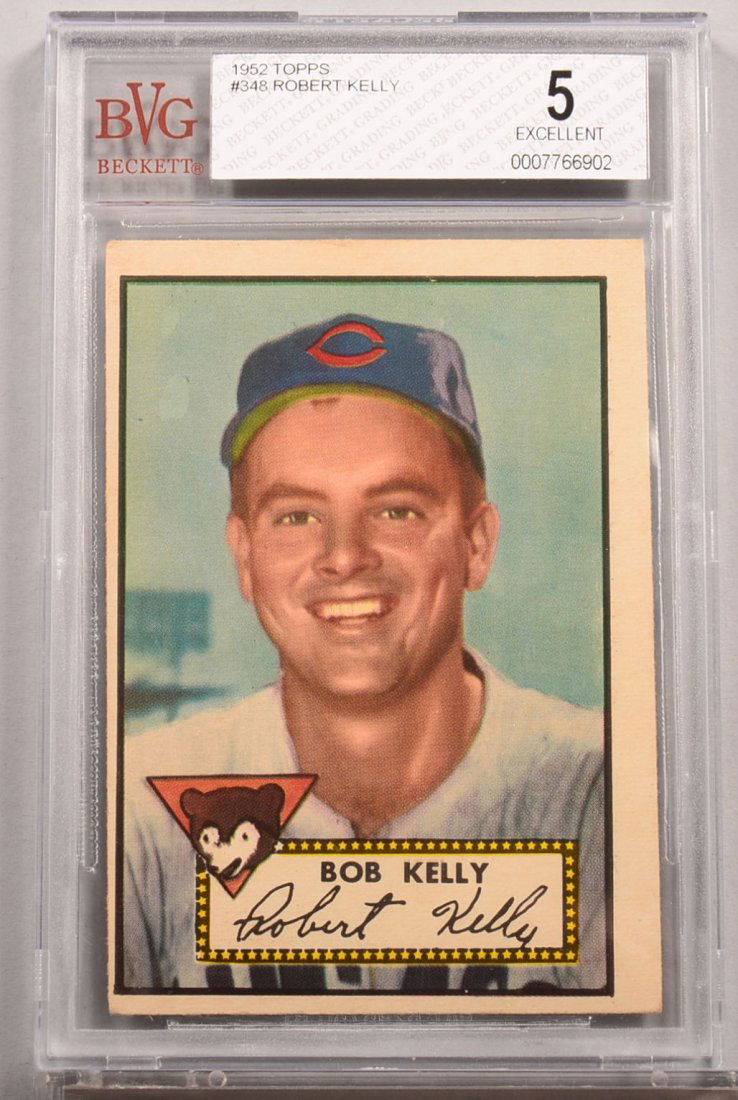 Topps 1952 series baseball card: #348 Robert Kelly.: Topps 1952 series baseball card: #348 Robert Kelly. Condition: EX 5 in a Beckett graded holder.