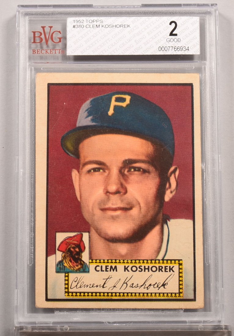 Topps 1952 series baseball card: #380 Clem Koshorek.: Topps 1952 series baseball card: #380 Clem Koshorek. Condition: Good 2 in a Beckett graded holder.