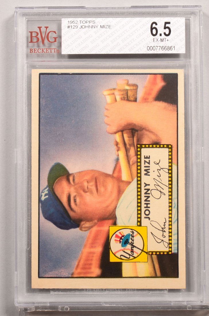 Topps 1952 series baseball card: #129 Johnny Mize.: Topps 1952 series baseball card: #129 Johnny Mize. Condition: EX/MT+ 6.5 in a Beckett graded holder.