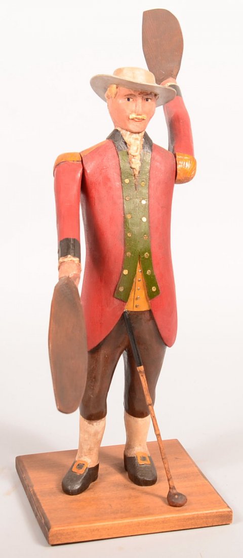 Gus Nelson Golfer Whirly Gig. Wooden hand carved and: Gus Nelson Golfer Whirly Gig. Wooden hand carved and polychrome painted, signed Gus Nelson, 20"h. Condition: Very good.