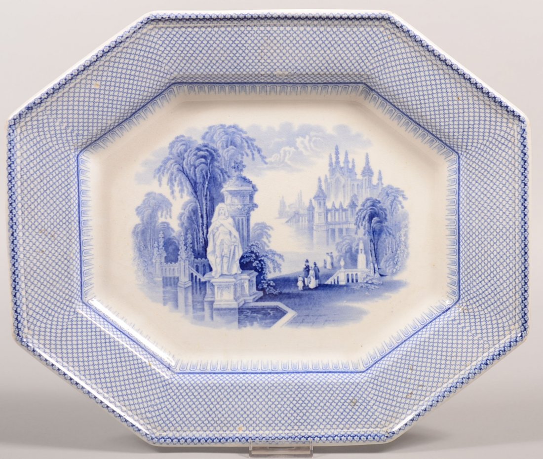 Blue Transfer Ironstone China "Lacaonia" Pattern 16": Blue Transfer Ironstone China "Lacaonia" Pattern 16" Platter by Barker & Till. Condition: Good, no damage.