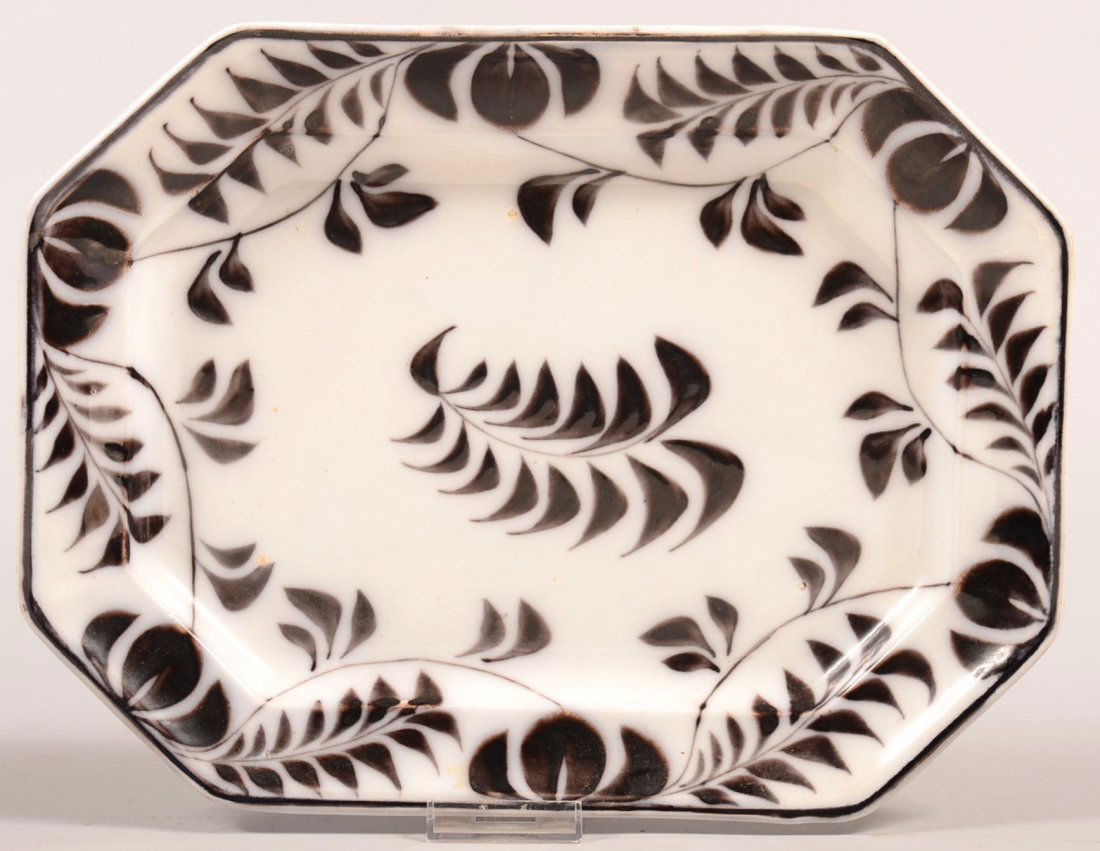 Mulberry Brush Stroke "Tulip and Fern" Pattern: Mulberry Brush Stroke "Tulip and Fern" Pattern Ironstone China 13-1/4" Platter. Condition: Good with one tiny edge chip emanating from a firering stilt.