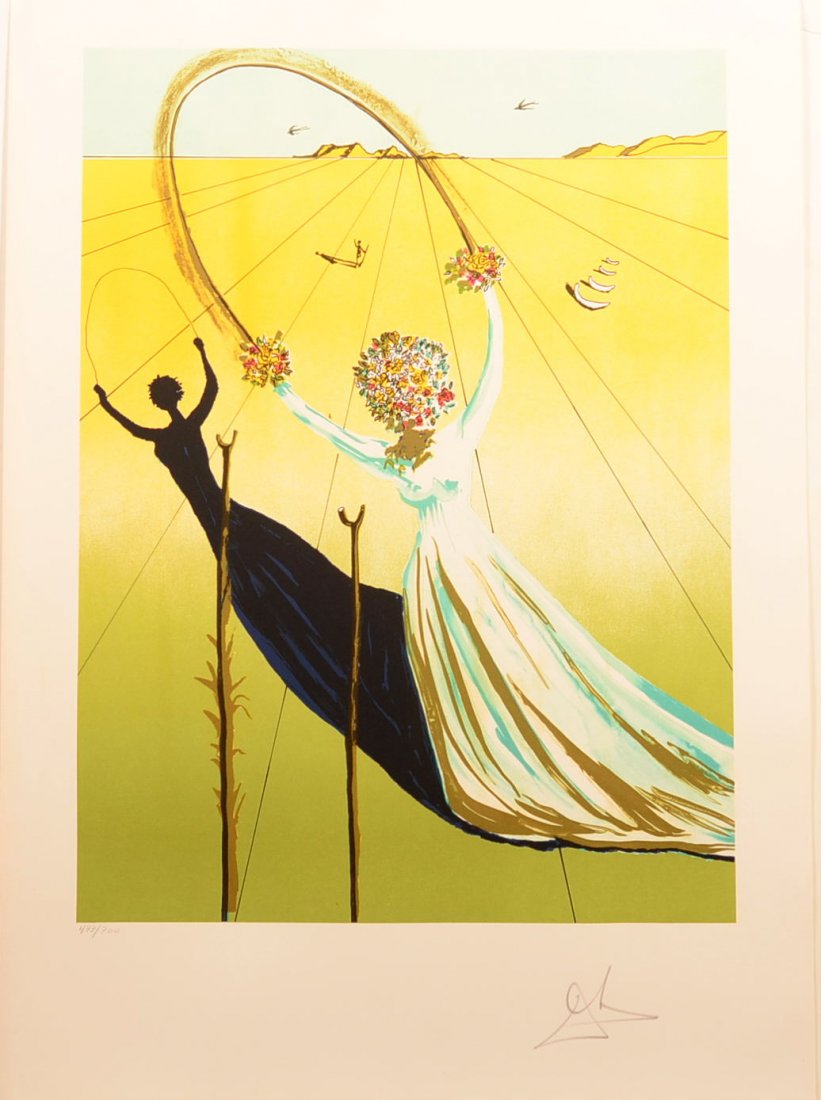 Salvador Dali ''Dream Passage'' lithograph (housed in: Salvador Dali ''Dream Passage'' lithograph (housed in portfolio), pencil signed lower right, lower left corner impressed Dali Art N. V. copyright 1979, edition of 473/700, unframed, 29-1/2"h. x 21-1/8