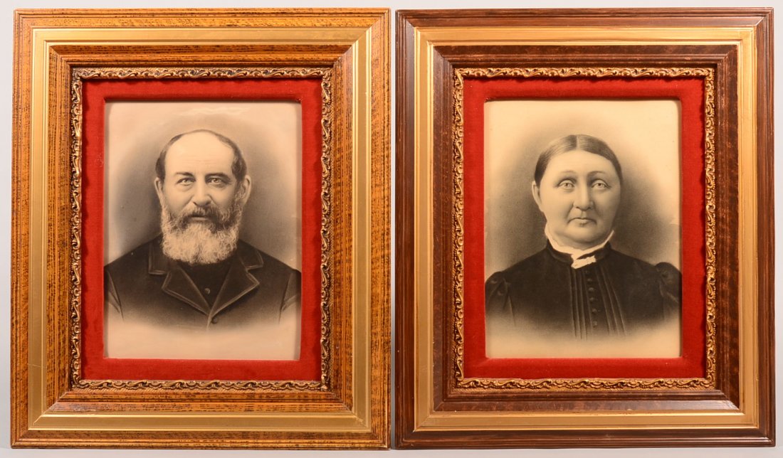 Two Similar Victorian Charcoal Portraits of Gentleman: Two Similar Victorian Charcoal Portraits of Gentleman and Woman in faux wood frames, 28-1/2"h. x 24-1/2"w. Condition: Good.