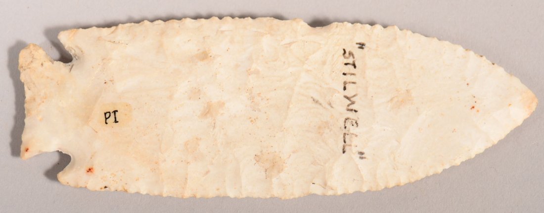 A 4 1/8" long "Stillwell" type point - (minor chip on: A 4 1/8" long "Stillwell" type point - (minor chip on one edge) - from the S.B. Sisemore coll.