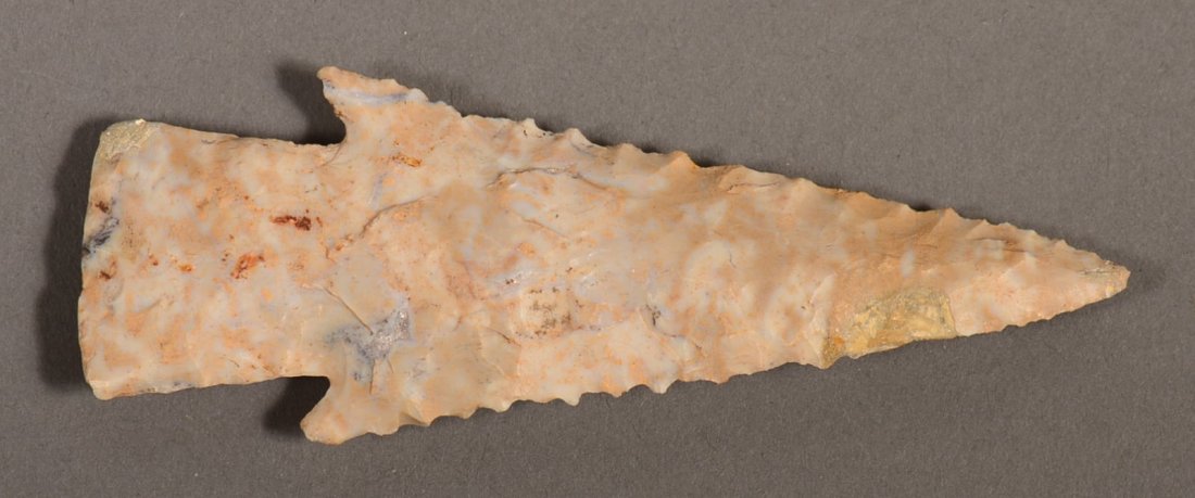A prehistoric "Hardin" point, bevel-edged 3 3/8" long: A prehistoric "Hardin" point, bevel-edged 3 3/8" long from Greene Co. Arkansas