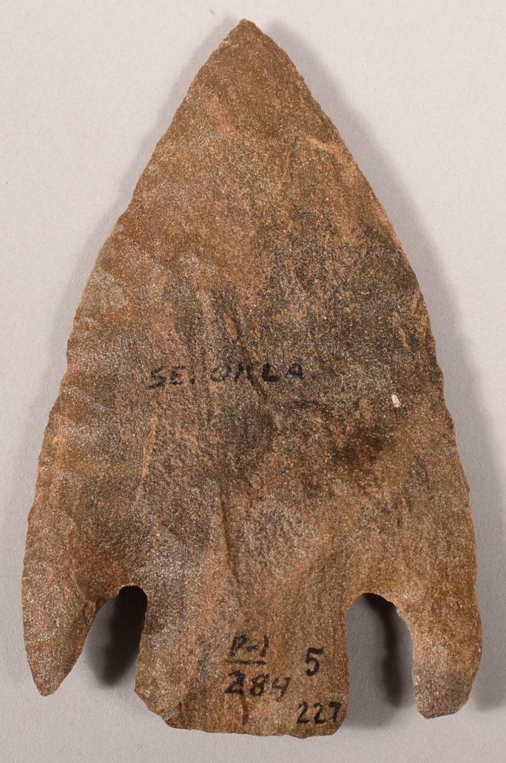 An ancient "Little River" type point, 3 3/4" x 2 1/4": An ancient "Little River" type point, 3 3/4" x 2 1/4" found in S.E. Oklahoma - Ex. S.B. Sisemore