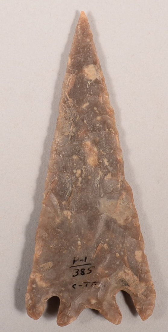 An ancient "Uvalde" type point, 4 1/4" long - ex S. B.: An ancient "Uvalde" type point, 4 1/4" long - ex S. B. Sisemore coll.