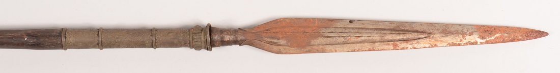 An antique "Moro" tribal spear from the Phillipine: An antique "Moro" tribal spear from the Phillipine Islands - 8 ft long